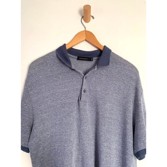 Ermenegildo Zegna XL Polo Shirt Blue Textured Cotton - Picture 3 of 10